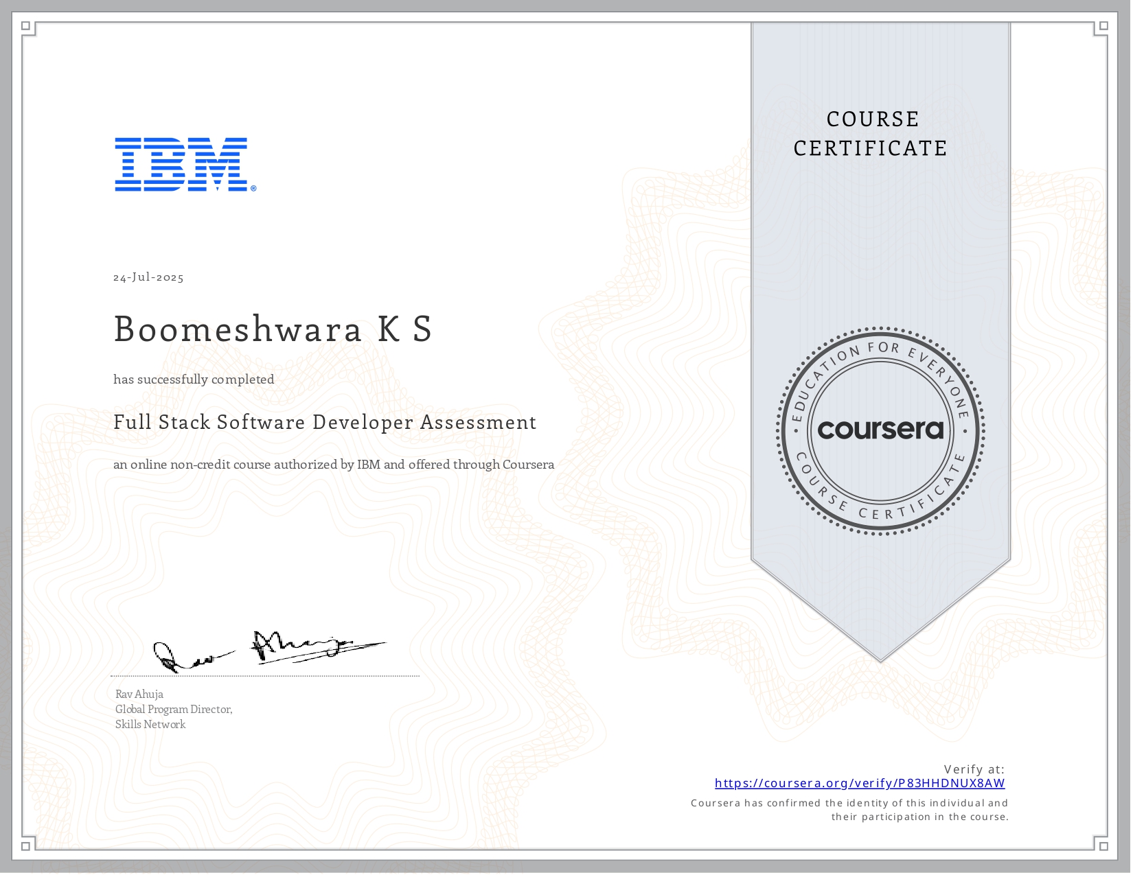 IBM Full Stack Software Developer Certificate
