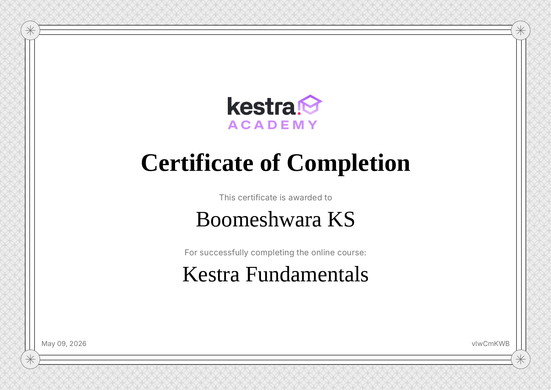 Kestra Fundamentals Certificate